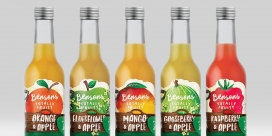 英国Bensons果汁包装设计-强调其有益健康的成分和令人垂涎的味道。