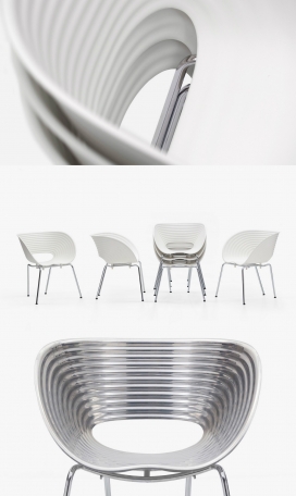 Tom Vac真空成型铝制成的波纹状雕塑椅子-可以堆叠