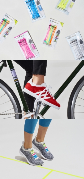 Mariana Gorn为HICKIES Laces设计的干净有效的鞋带包装，包装的透明度允许鞋带脱颖而出，这在某些情况下会自动带来颜色，并直接吸引眼睛，其独特的模块化设计，使任何鞋子看起来适合和感觉更好