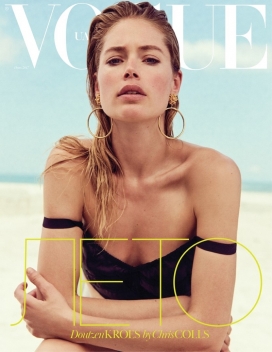 杜晨・科洛斯-Vogue乌克兰2017年6月封面-荷兰模特身穿Dolce＆Gabbana外套，耳戴意大利品牌耳环，美诱十足