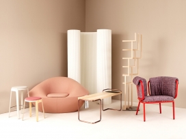 12名学生与瑞典顶级家具生产商合作创建的六个一系列现代家具原型，所有这些设计都在斯德哥尔摩家具展的温室里举行。