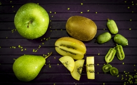 高清晰绿色苹果和猕猴桃梨壁纸