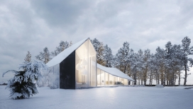高清晰雪中玻璃房屋壁纸