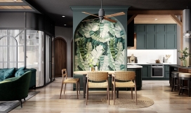 三个亚洲风格的室内设计-融合了华丽深绿色和深青色的室内设计