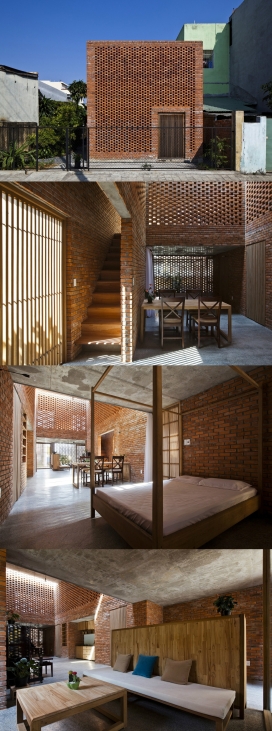 越南岘港白80平米的红砖蚁巢式住宅