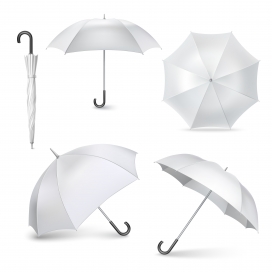 撑开的白色雨伞