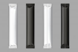 长条黑白糖包装袋矢量素材