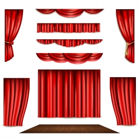 艳红的舞台窗帘帷幕图素材下载