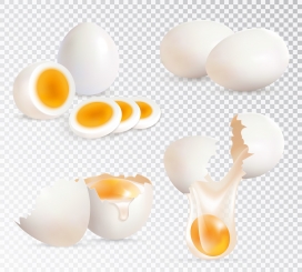 鸡蛋与水煮蛋切片素材