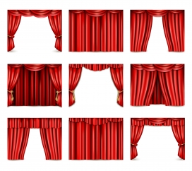 鲜红的舞台幕布窗帘素材下载