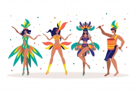 巴西嘉年华部落舞者卡通素材