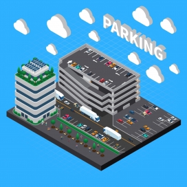 立体多层的停车场素材图