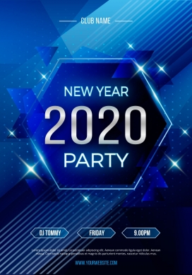 蓝色2020 PARTY聚会海报素材