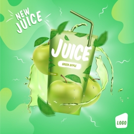 青苹果汁饮料产品广告