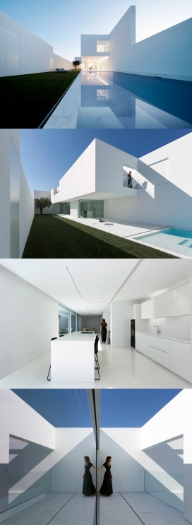 西班牙极简主义简约奢华的白色豪宅