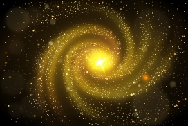 旋转的金箔色银河系