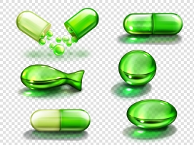 绿色胶囊维生素胶原蛋白药物