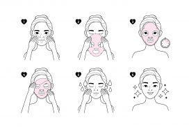 卡通女性贴面膜洗脸矢量素材下载