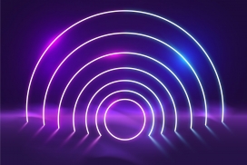 紫色半圆拱形霓虹灯素材