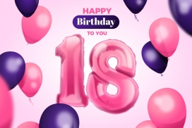 18岁生日背景与现实气球