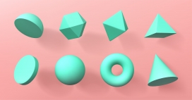绿色几何3D形状素材