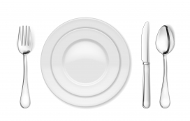 银白色餐盘刀叉素材