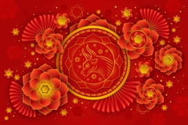 喜庆的红色牛年春节海报素材