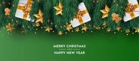 绿色金箔色圣诞节礼物素材下载