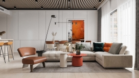 采用炽烈橙色为风格的中性空间室内设计