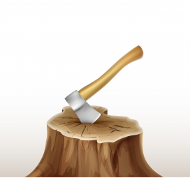 木桩上的砍柴斧头