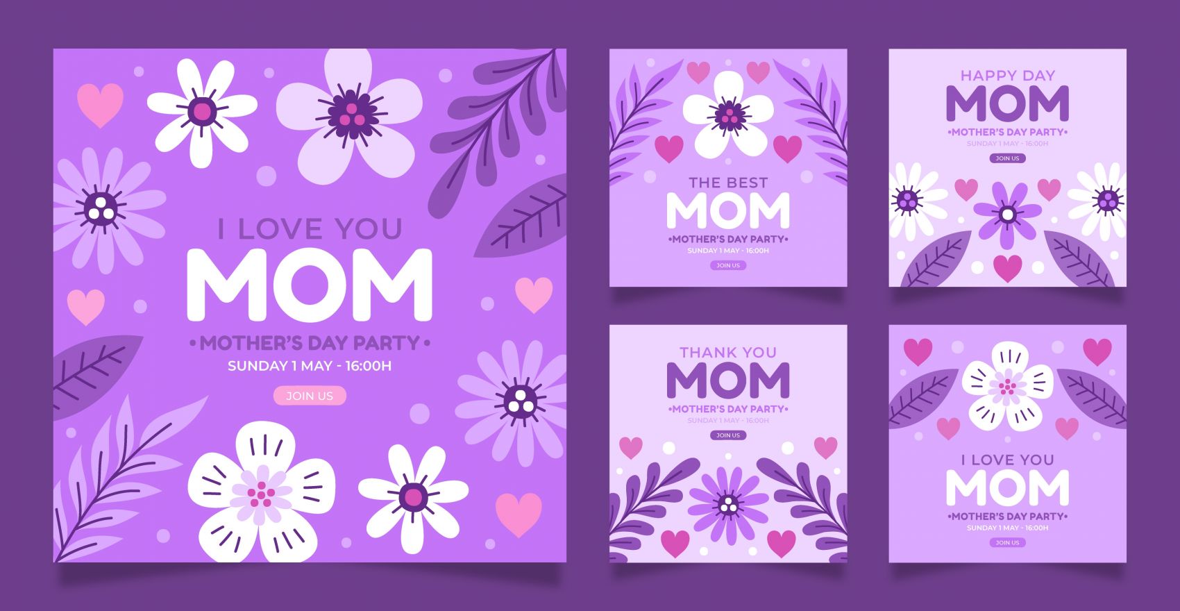 紫色母亲节海报素材下载图片