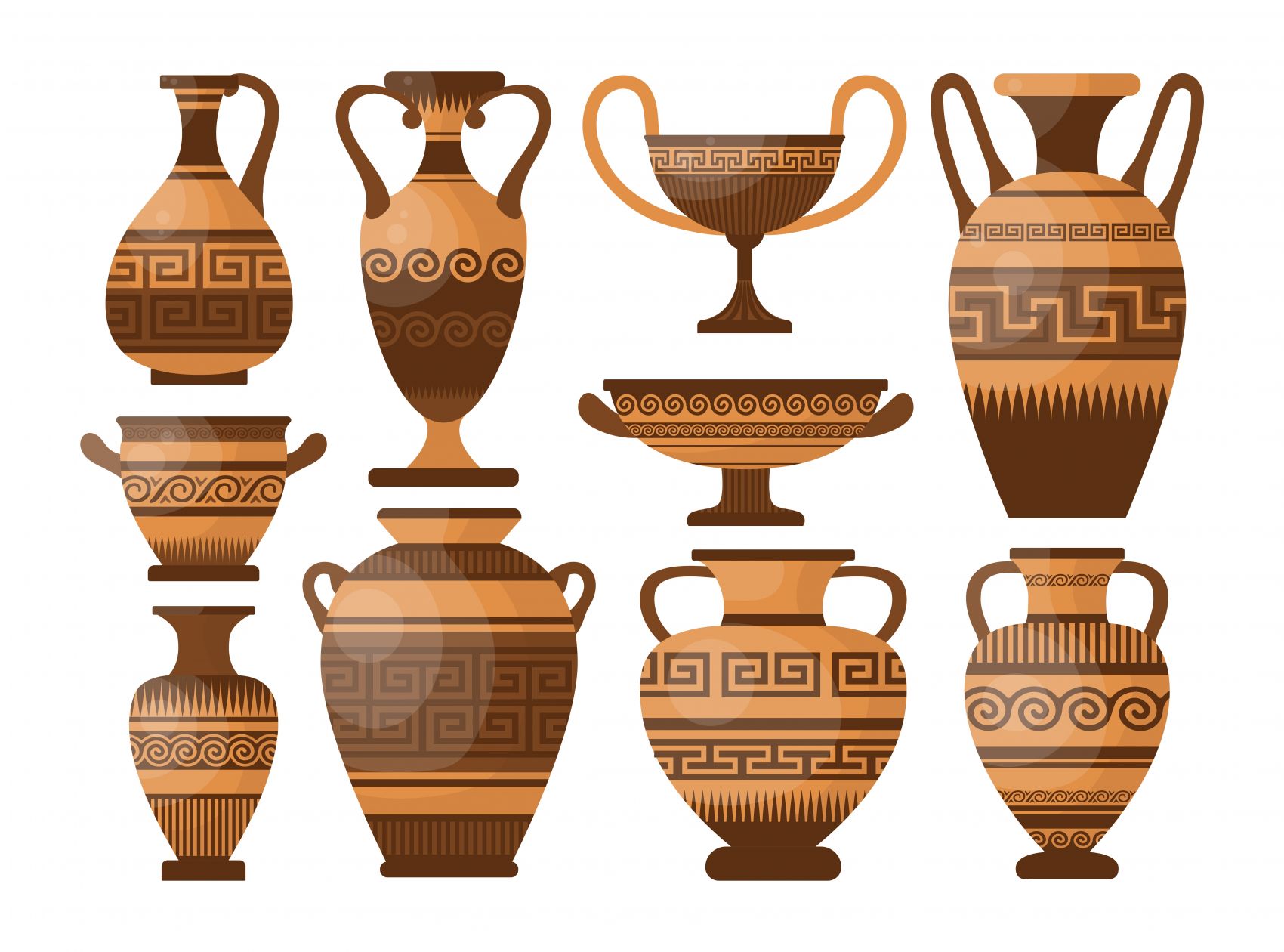古希腊陶器花瓶卡通插图 手机移动版