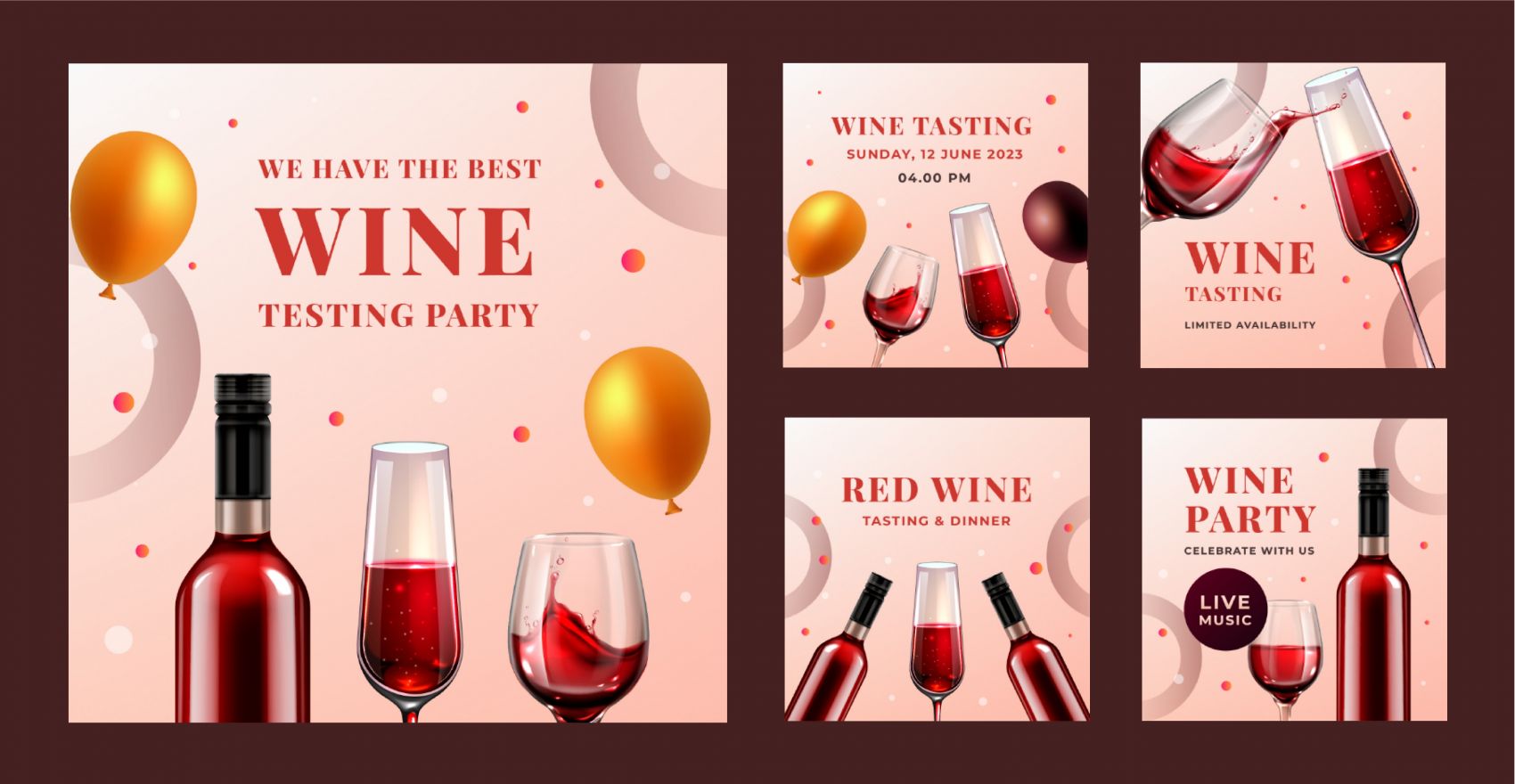 喜庆时尚的红酒宣传海报素材下载图片