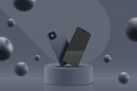 灰黑苹果iPhone12手机展台素材下载