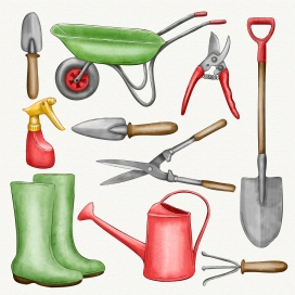 园丁园艺工具集合素材下载