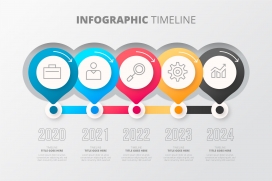 彩色的地图样式图标年份时间线素材下载