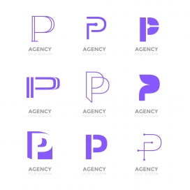 简洁的字母P标志设计
