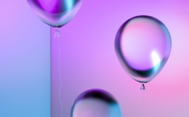 逼真的透明紫色氢气球