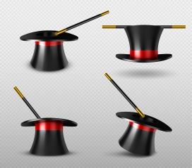 时尚立体的魔术帽魔术棒素材下载