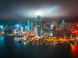 中国香港城市夜景图