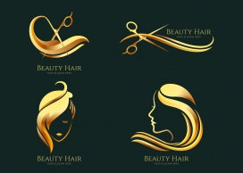 金色理发美容logo标志素材下载