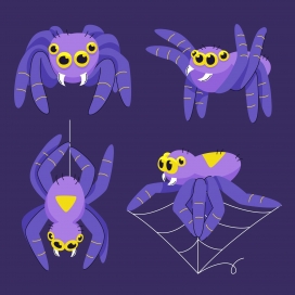 可爱的紫色卡通蜘蛛素材下载