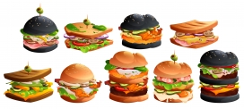卡通快餐汉堡包食品素材