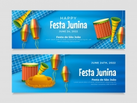 巴西festas junina六月派对横幅集素材下载