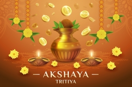 印度akshaya tritiya满月节金币卡片海报素材下载