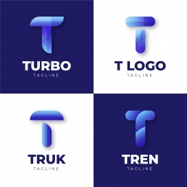 蓝色字母T标志logo素材下载