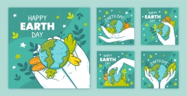卡通手绘保护地球卡片素材下载