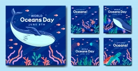 童趣色的海洋世界卡片素材下载