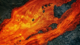烈红的火山岩浆图