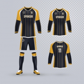 黑黄搭配的足球运动球衣素材下载